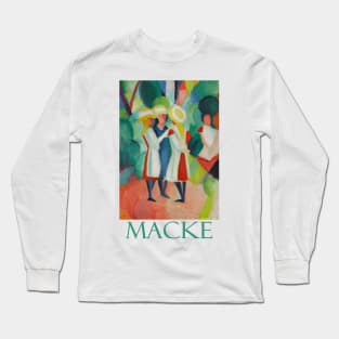 Four Girls in Straw Hats by German Expressionist August Macke Long Sleeve T-Shirt